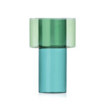 Vaso Boreale colore petrolio + verde in vetro. Design Lina Obregón per Ichendorf Milano