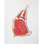 Bistecca. Ciclo proteine. Incisione di Adriano Monghetti