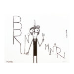 Bruno Munari. Disegno a china di Fausto Gilberti, 2023